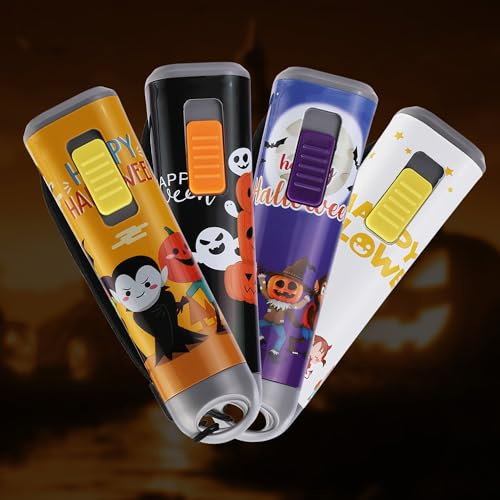 EverBrite Halloween Pocket LED Torches with Clip, 4-Pack | Batteries Included, Multi Pack, Compact Design, Party & Emergency Use
