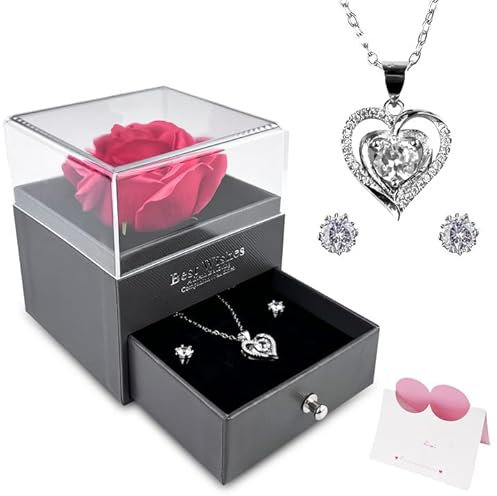 Rseuphiee Rosas Eterna, Rosa Preservada Caja de Regalo, Rosa Preservada Caja Joyería, Caja de Joyería Ramos San Valentin, para Novia, Aniversario, Cumpleaños, Regalo del Dia de Madre