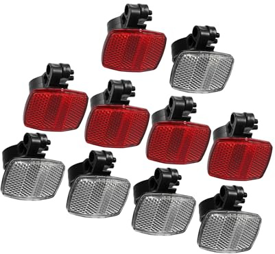 ACROPIX 10pcs Bicycle Front Rear Reflector Kit Mountain Bike Safety Warning Reflectors for Handlebar Seatpost and Night Cycling Red and White Car Parts