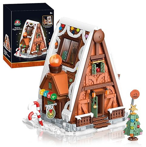 WLOXBKF Weihnachten Haus Bausteine, Weihnachten Lebkuchen Haus Klemmbausteine,Weihnachtsdeko zum Sammeln, Christmas House Building Weihnachten Geschenke Spielzeug für Erwachsene und Kinder