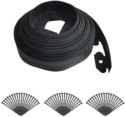 Crevyteg Kit de bordure de jardin, sans creuser, 10 m de long, 10 cm de haut, bordures de jardinage avec 30 piquets, kit de bordure de pelouse flexible pour parterres de fleurs, cour, allée, bordure