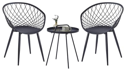 GOKHOMX Soggiorno da giardino per 2 persone all'aperto,Set da tavolo e 2 sedie,Piccolo salotto da giardino per balcone terrazza,Nero