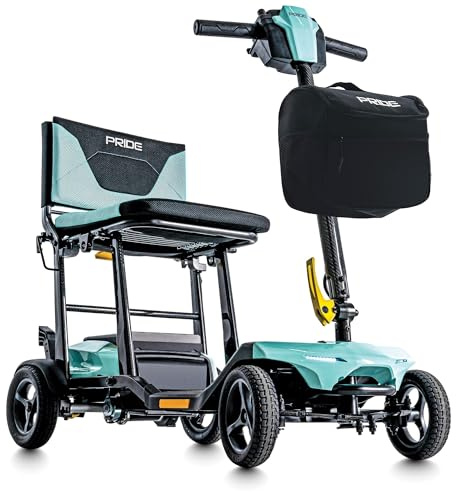 Pride Mobility Go-Go Super Portable Travel Lightweight Folding Mobility Scooter | up to 4.5 mph Go Go Scooter for Seniors, Adults, Elderly | Airline-Compliant Lithium Battery (Mint)