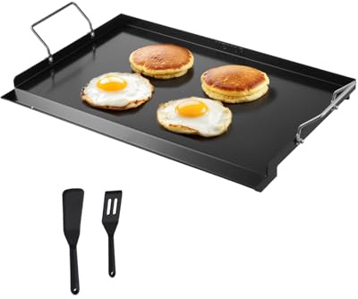 VEVOR Carbon Steel Griddle, 24x16 inch Universal Flat Top Rectangular Plate, Gas Grill Griddle for BBQ Grill, Teppanyaki, Portable Family Cookware with Handle, for Camping Tailgating Party