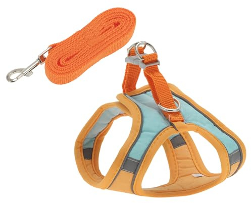 CAPASTEC Kattsele Leine Justerbar För Små-MedelStora Katter | Färg orange, grön, material mocka, bröst/halsomkrets 30–36/24 – 30 cm, replängd 1,5 m, anti-suddning, reflekterande