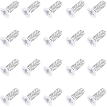 sourcing map M4 x 10mm Flat Countersunk Head Machine Screws 304 Stainless Steel Full Thread Phillips Drive Cross Screw for Furniture Connection Electrical Appliances (White, Pack of 20)