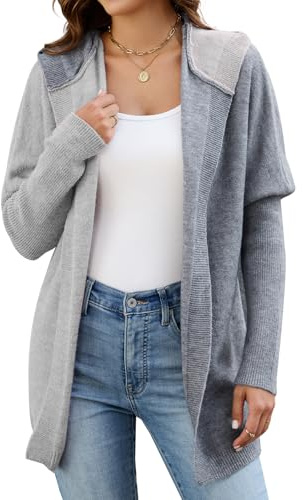 Wantonfy Donna Casuale Manica Cardigan Elegante a Manica Lunga Leggero Sciolto Aperto Maglione per Autunno Inverno