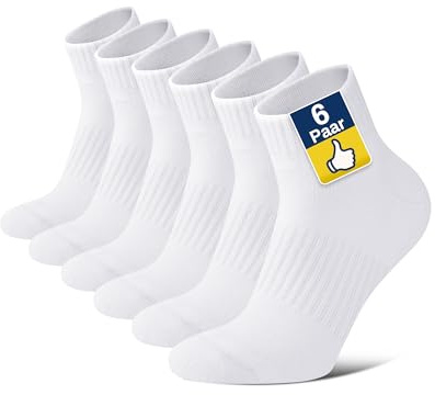 Niofind Chaussettes Quarter Sport Homme & Femme, Coton et Rembourrage | 80% coton avec semelle rembourrée, pointe sans couture, soutien de voûte, talon et pointe renforcés; sport et travail