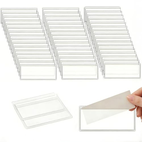 52 Pcs Self Adhesive Label Holders Clear Plastic Shelf Tag Labels Holder