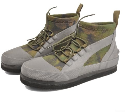 Besttoolifes Chaussures de pêche avec clous en acier intégrés dans des semelles en feutre, dessus en tissu perforé respirant, néoprène imperméable et trous de drainage pour l'adhérence