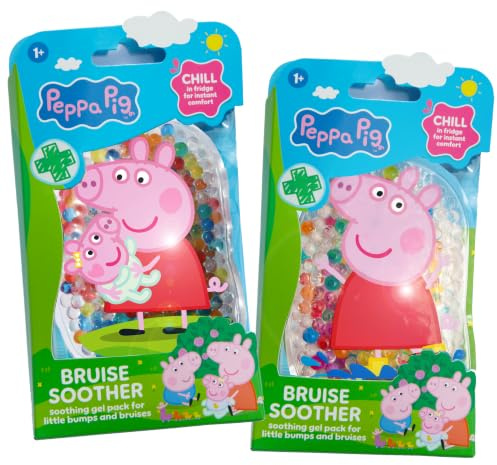 Peppa Pig Childrens Bruise Soothers (Twin Pack) Cooling Gel/Ice Pack | Re-useable, Made by Jellyworks, Cold & Warm Use, Comfort Bumps and Brings smiles back fast.