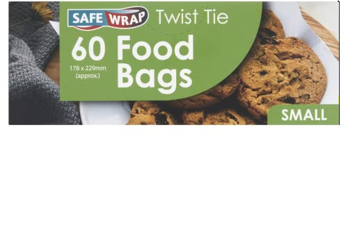 Safe Wrap 60 Small Food Bags - small size 178 x 229mm with twist ties. Contains 4 rolls, 240 bags in total