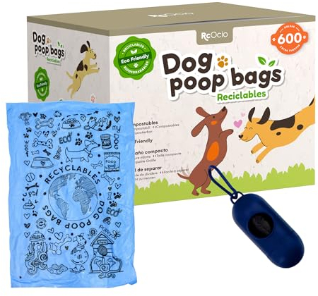 Ökologische Hundekotbeutel Mit Spender | Für Alle Rassen Und Größen | Öko-Tüten + Leinenbeutelhalter | Bio-Hundekotbeutel Für Widerstandsfähige Bedürfnisse