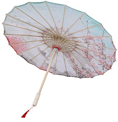 TOYANDONA Ancient Style Umbrella 32 Inch Chinese Silk Parasol Decorative Photo Prop for Wedding Home and Stage Use Vintage Oriental Design