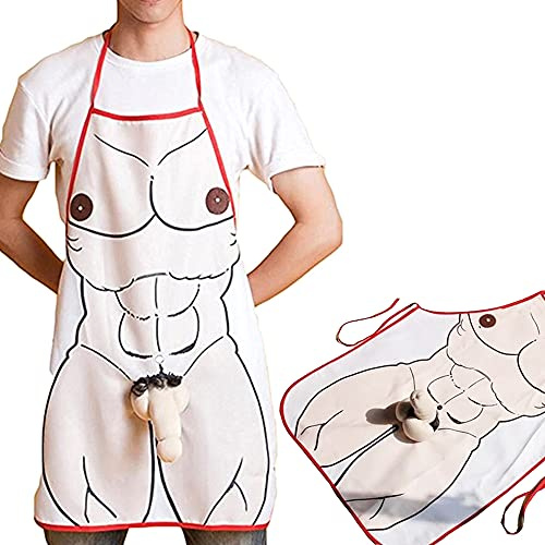 Dooisuue Muscolar Man Grembiule Divertente Stampa Bachelor Party Cucina Grembiule Barbecue Grembiule Regalo per il marito