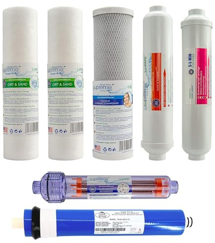 Ersättningsfilterset för överlägset omvänd osmos, filter för supreme-osmos, dricksvattensystem, dricksvattenfilter, osmosefilter, membranfilter, osmosanläggning, membran, vattenfilter: (RO7+membrane)