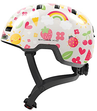 ABUS Kinderhelm Skurb Kid - robuster Fahrradhelm im Skater-Look mit Platz für einen Zopf und vielfältigen Designs - für Mädchen und Jungen - Beige, Größe S