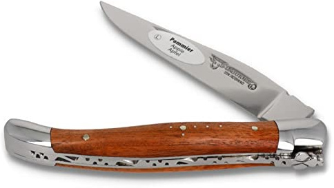 Laguiole en Aubrac Taschenmesser - Griff 11 cm Apfelbaum - Messer Klinge 9 cm - Stahl 12c27 glänzend