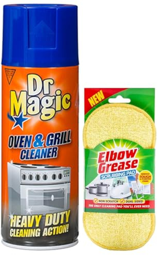 Dr Magic Oven and Grill Cleaner Spray (1X 390 ml)- Effortlessly and Effectively Remove All Stubborn Food Residues and Grease from Oven and Grill -With Scrubbing Pad