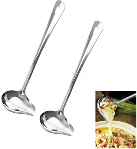 2 cucchiai per salsa in acciaio inox, 29 cm, con beccuccio inclinato, cucchiaio per salsa, lunghezza 29 cm, cucchiaio per salsa, set di cucchiai per salse, condimenti, argento