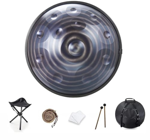 Handpan Drum 432HZ/440HZ Handpan Drum 9/10/12 Notas Handpan Drum D Minor Handpan Drum 22 pulgadas Handpan Drum Instrumentos de percusión profesionales (azul)(Color:12 Notes(440HZ))