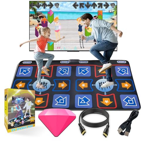 Damcoola Dance Mat for Adults and Kids - Plug and Play TV Electronic Dance Mat Game, Wireless Dance Pad, Fun Dance Fitness Games for Kids, Christmas and Boys and Girls Birthday Gift Ideas, Blue