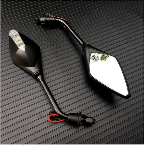 Motorradspiegel 2 Teile/para Motorrad Blinker Rückspiegel Roller E-Bike Rückspiegel Rückseite Konvexen Spiegel 10mm Rückspiegel Seitenspiegel(Schwarz)