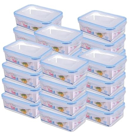 HOMESHOPA Plastic Airtight Food Storage Container, 24 Pack 1 Litre Leakproof Rectangle Container with Clip-Lock Lid, BPA Free Reusable Meal Prep Lunch Box Microwave Freezer & Dishwasher Safe