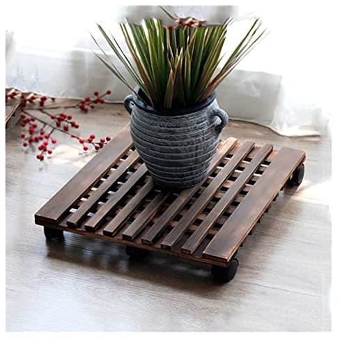 BOSHYUM Carrello portavasi, portavasi 40x40cm-45x45cm, Carrello portavasi da Giardino - Carrello portavasi con Ruote, Carrello portafiori per Uso Interno, portavasi Quadrato Mobile