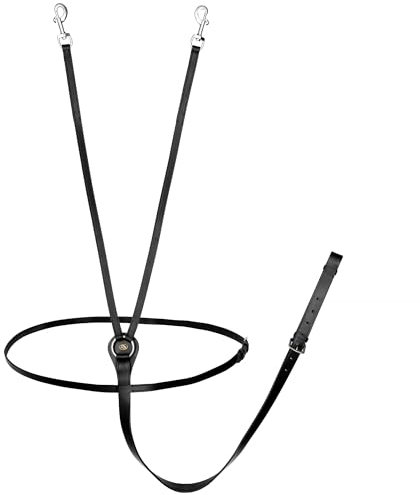 Start Thiedemannzügel aus hochwertigem Leder – verstellbare Hilfszügel mit Karabinern, 3 D-Ringen & Schnallen für Training & Longieren (Schwarz, Full (Warmblut))