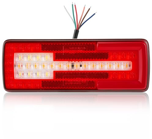 DARKGUARD 1 x LED Bakljus för Släp 12V/24V E-märkt Vattentätt IP67 Släpljus 6 i 1 Bromsljus Blinkande, Positionsljus Motdimningsljus Backljus och Reflektor