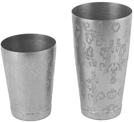 Ausla Cocktailshaker, 304 Rostfritt Stål Boston Shakerset med Satinfinish, Släta Rundade Kanter, Diskmaskinsäker, 470 G för Bartenders och Nybörjare (Bladmönster med bottenlinje)