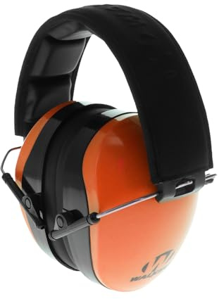 Walker's Dual Colored Passive Muff - Compact Folding Lightweight 26dB NRR Hunting Gun Range Shooting Hearing Protection Muff w/Padded Headband & PVC Earpads, Blaze Orange