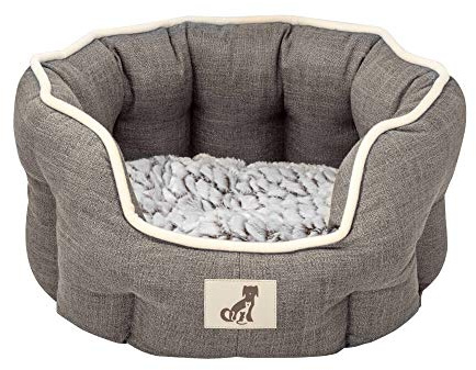 allpetsolutions Alfie Range Dog Bed - Warm, Fleece-Lined Machine Washable Dog Bed with Raised Rim - Calming Pet Sofa & Home Lounger with Extra Soft Reversible, Removable Pillow Cushion - Large, Brown