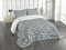 ABAKUHAUS Fisch Tagesdecke Set, Abstraktes Fischen-Thema, Set mit Kissenbezügen Sommerdecke, für Einzelbetten 170 x 220 cm, Babyblau Weiß und Grau