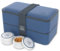 Umami Bento Lunch Box, Couverts & 2 Pots à Sauce Inclus, Boîte à Lunch Étanche, Lunchbox Adulte, Micro-Ondable, Boîte Repas Compartimentée, Bleu Denim, 1200 ml