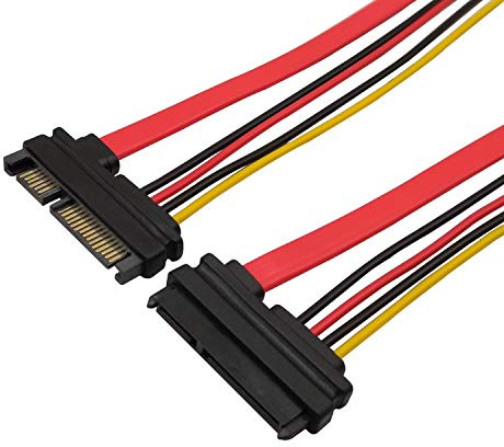 QiCheng&LYS SATA 22 Broches (7 + 15) mâle vers Femelle câble d'extension d'alimentation et de données Combo Slimline SATA câble D'extension 30 cm