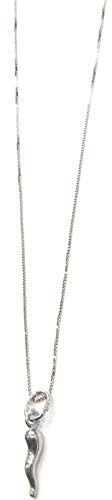 Collana donna in Argento 925 con corno portafortuna pendente scaramantico- frasi, pensieri, parole con charms - ciondolo pendente - misura regolabile.