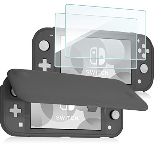 ProCase Funda Protectora para Nintendo Switch Lite con 2 Protectores de Pantalla Vidrio Templado, Estuche con Tapa Antiarañazos de Cubierta Suave y Delgada para Nintendo Switch Lite 2019 - Gris