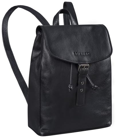 STILORD 'Valerie' Mochila Trabajo Cuero para Damas Mochila Portatil de 13,3 Pulgadas Boldo de Hombro Vintage Bolso Diaroio de Piel Auténtica, Color:Negro