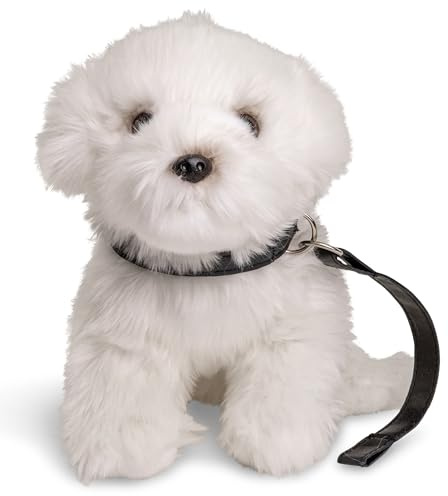 Uni-Toys - Maltese con guinzaglio - 26 cm (lunghezza) - Cane di peluche - Peluche peluche