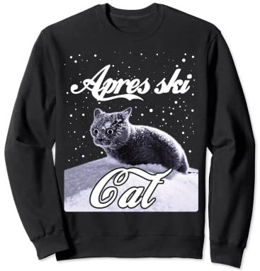 Lustiges Apres Ski Party Kostüm Verkleidung Katze im Schnee Sweatshirt