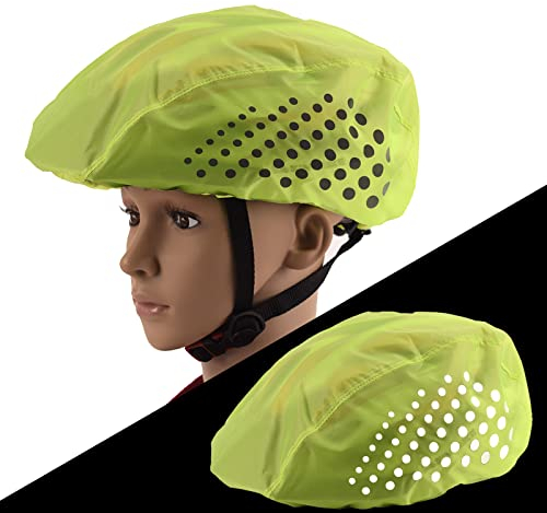 Reflektierende Fahrrad Regenhaube,Fahrradhelm Regenschutz,Fahrrad Helmüberzug,Wind- und Wasserdichter Helmüberzug,Staubdicht Helm Regenhülle,Helmüberzug,für alle Helme,Leuchtendes Grün,1 Stück…