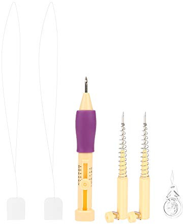 Kuuleyn Punch Needle Poking Stitch Felting Uncinetto Knitting Needle Stitching Punch Pen Set per Ricamo con 2 aghi a molla Set di attrezzi per artigianato fai-da-te