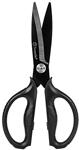 Sunnecko Heavy Duty Kitchen Scissors, Black Titanium Plated Japanese Kitchen Shears, Multipurpose 8 Inch Serrated Cooking Scissors, Detachable Blades, Ergonomic Handle, Anti-Slip and Rustproof