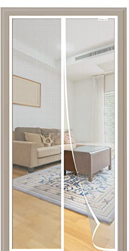 CWEEN CLU Fliegengitter Tür 95x200 cm, Magnet Fliegengitter Balkontür Ohne Bohren, Geeignet für Balkontüren, Fenstertüren, Terrassentüren. Weiß