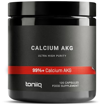Toniiq 1500mg Ultra High Purity Ca AKG Supplement - 99%+ Highly Purified and Bioavailable Calcium Alpha-Ketoglutarate - Calcium AKG Longevity Supplement - 120 Ca-AKG Vegetarian Capsules