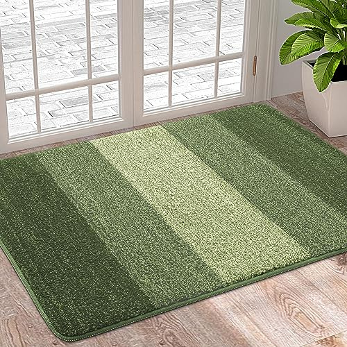 Homaxy Dirt Trapper Door Mats Indoor, 50x80cm, Green | Machine Washable, Soft Super Absorbent Entrance Rug, Non-slip Floor Mats For Inside, Front Back Door, Pets and Dogs