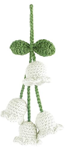 Rear View Mirror Hanging Accessories, Cute Car Accessories for Women, Bellflower Hand Knitted Car Pendant, Mirror Hanging Accessories for Your Car (white)