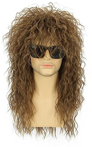 karlery 70s 80-tal Rocker metall hockeyperuk herr lång lockig ljusbrun | Halloween kostym anime fest
